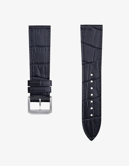 Black Embossed Alligator Leather Strap 18mm-21mm - OM Luxury