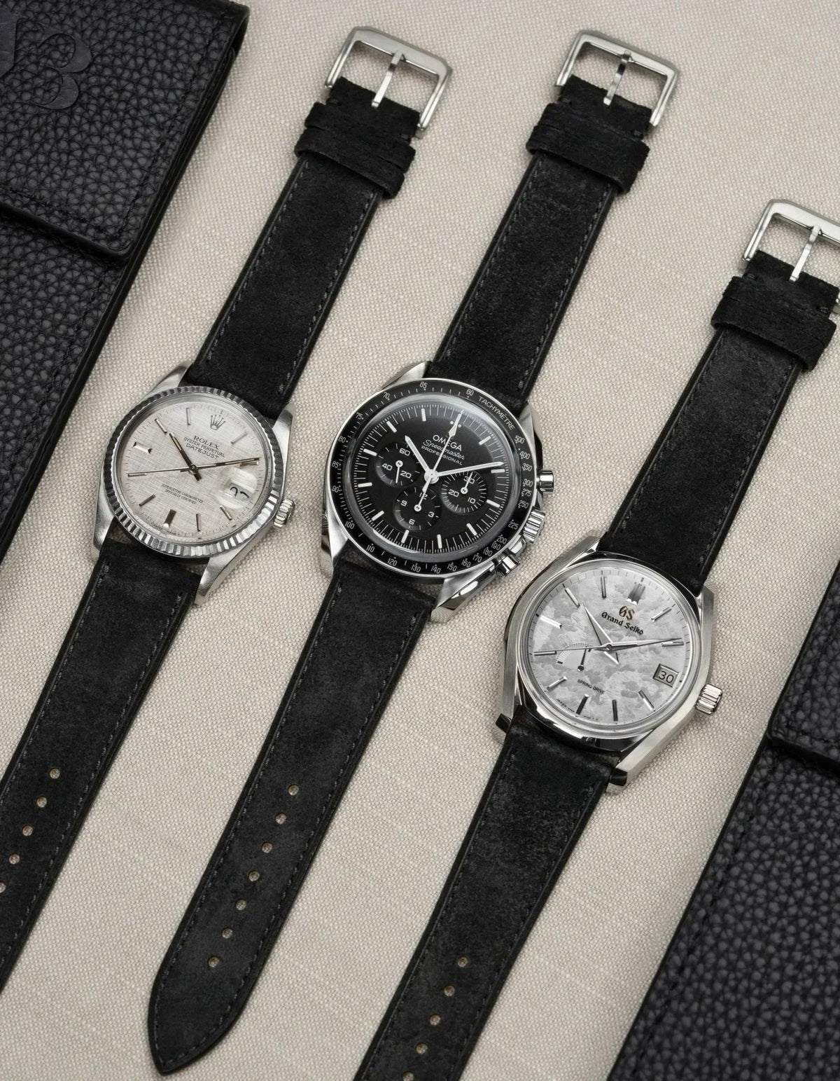 Black Suede Leather Strap - 17-21mm - OM Luxury