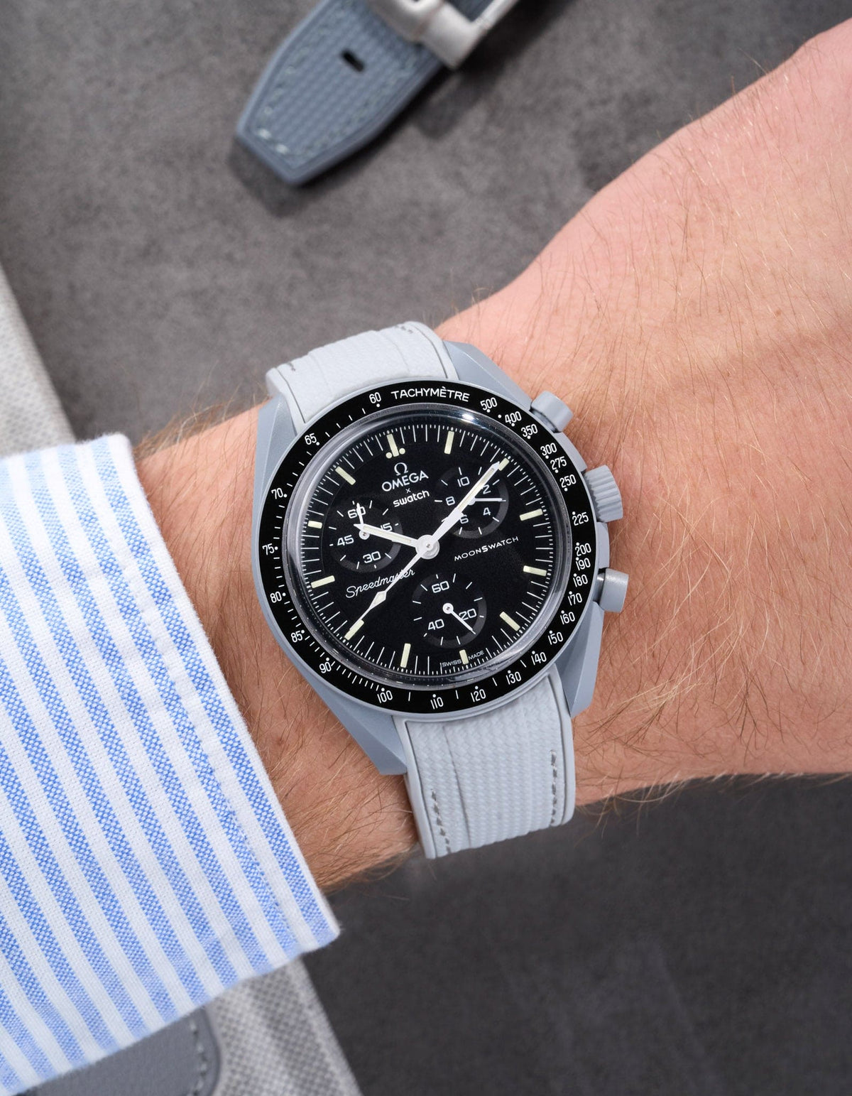 Curved Vertech Rubber Strap - Grey - OM Luxury