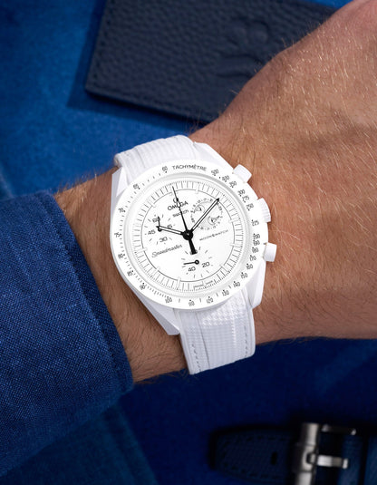 Curved Vertech Rubber Strap - White - OM Luxury