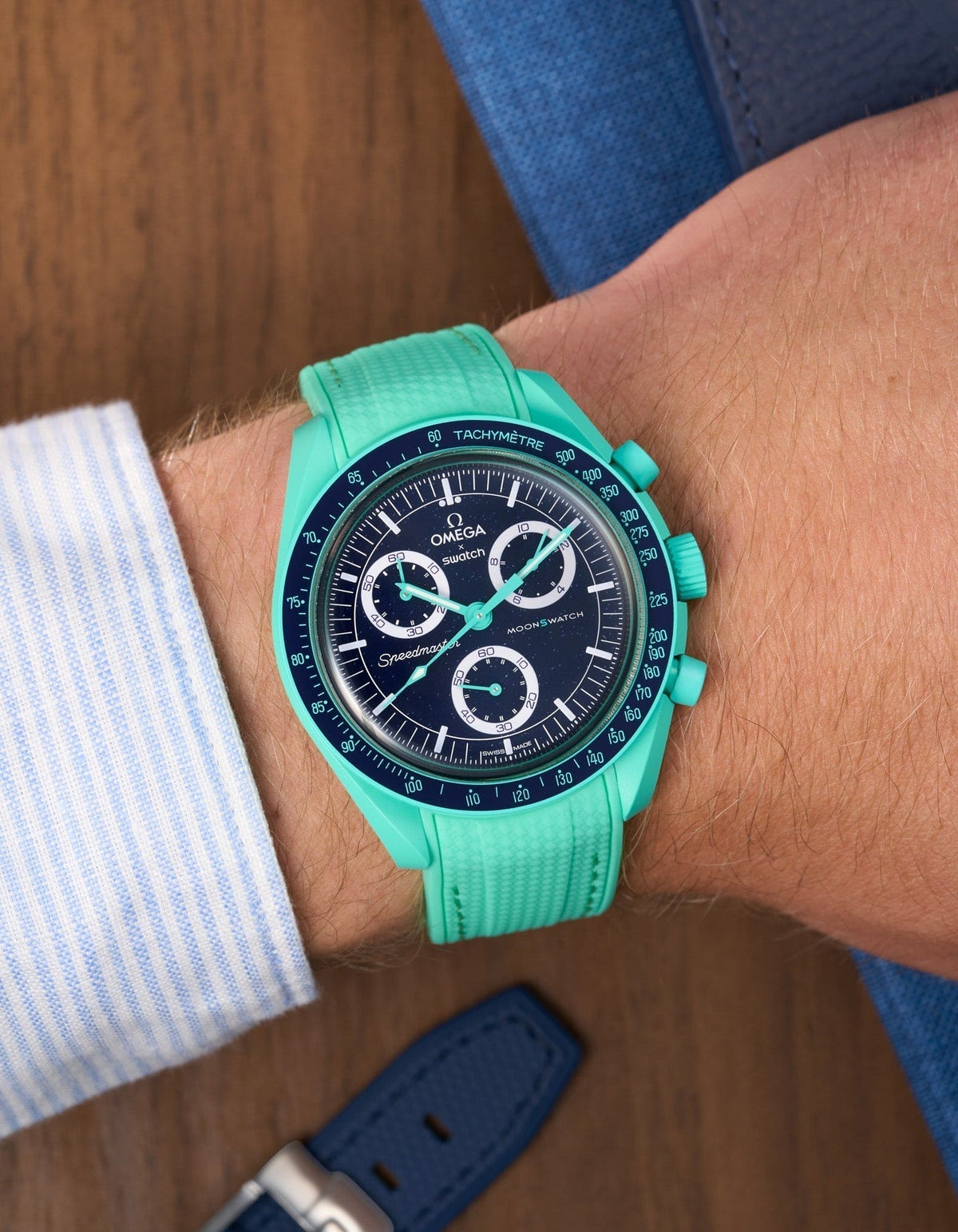 MoonSwatch Mission On Earth Watch - Polar Lights (Rubber Strap) - OM Luxury